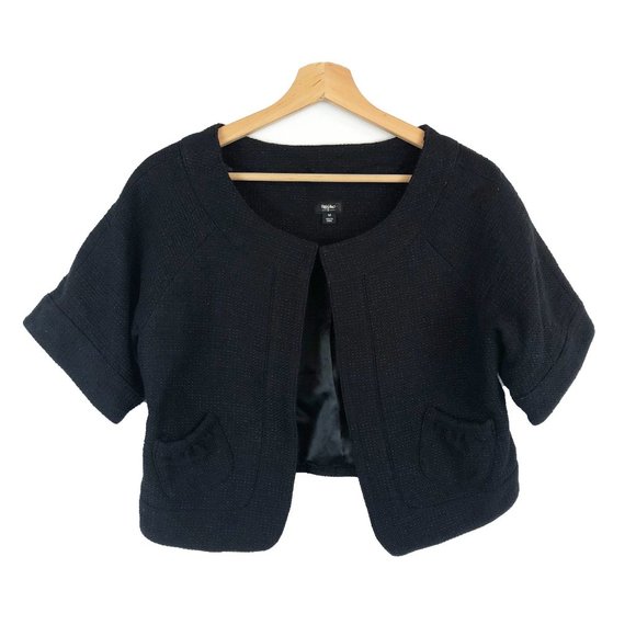 Mossimo Textured Crop Cardigan Bolero Blazer Black M - Picture 1 of 6
